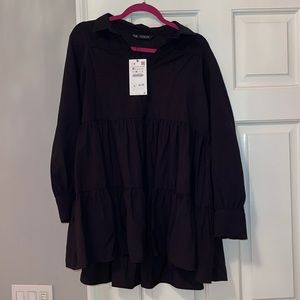 Zara black tiered tunic dress, never worn